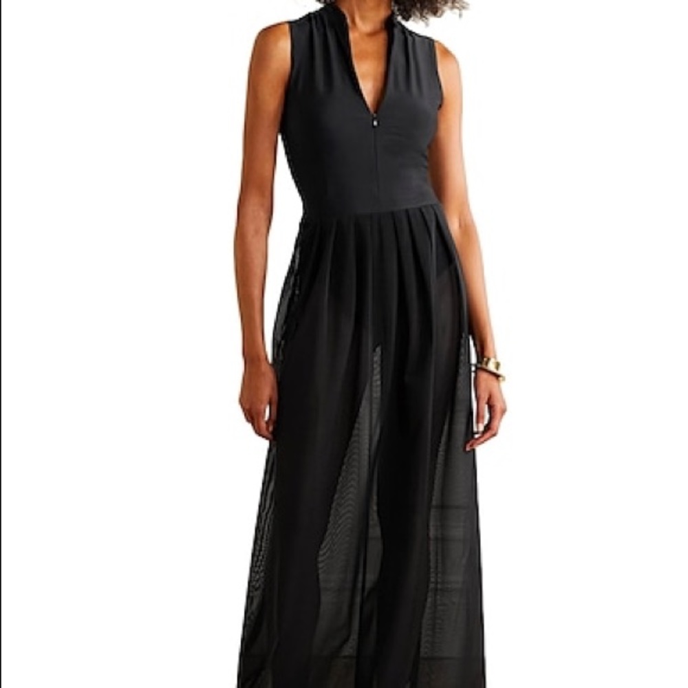Zeus + Dione black front zipper long dress